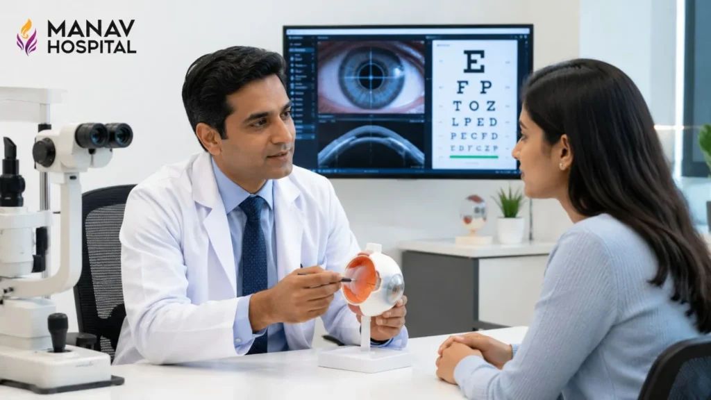 Advanced LASIK eye surgery technology at Manav Hospital Ghaziabad
