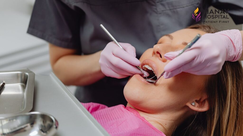 Diagram showing what a dental filling surgeon evaluates and performs